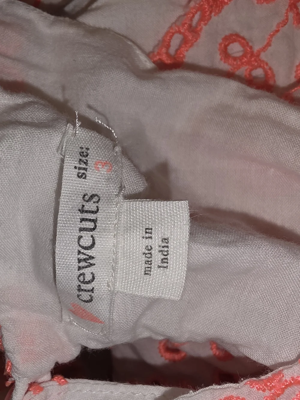 Crewcuts White Dress with Neon Coral Eyelet Embroidery